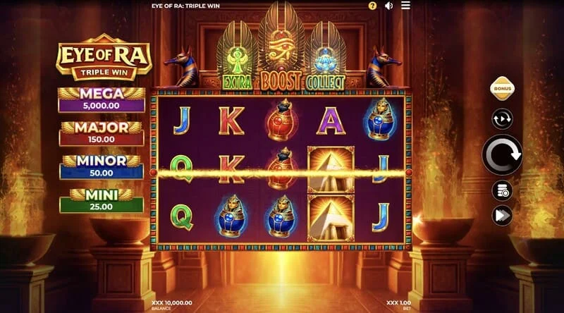 Eye of Ra Triple Win - ekrani kryesor i lojës me pesë rrotulla